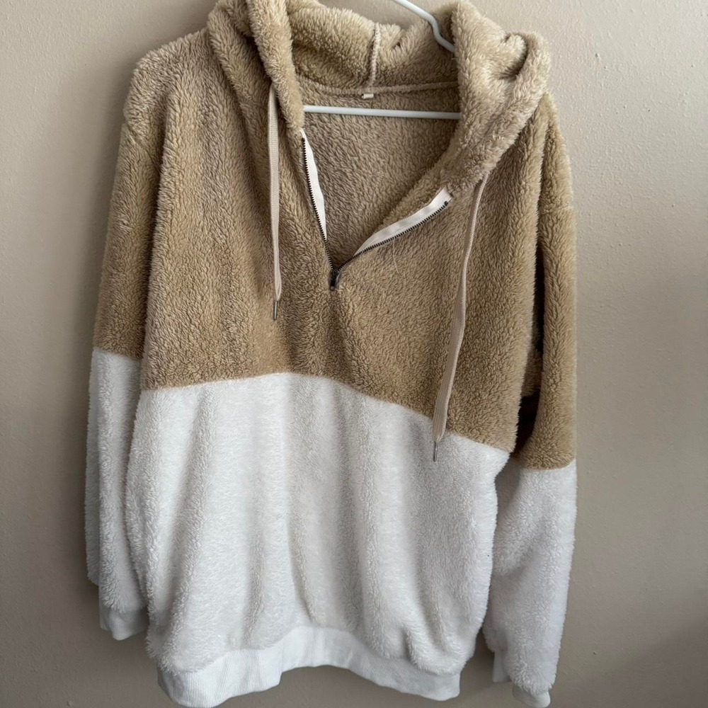 Colorblock Sherpa Pullover Cozy Comfortable Oversized Large